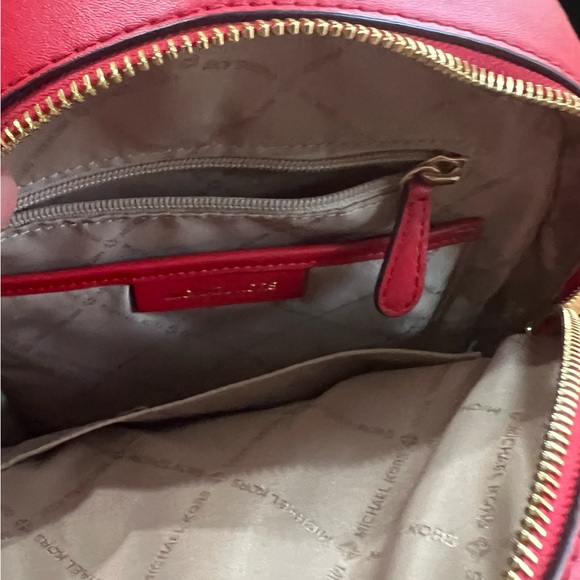 Michael Kors Leather Backpack NWT Bright Red with gold zippers, 5x9.5x12. - Picture 2 of 9
